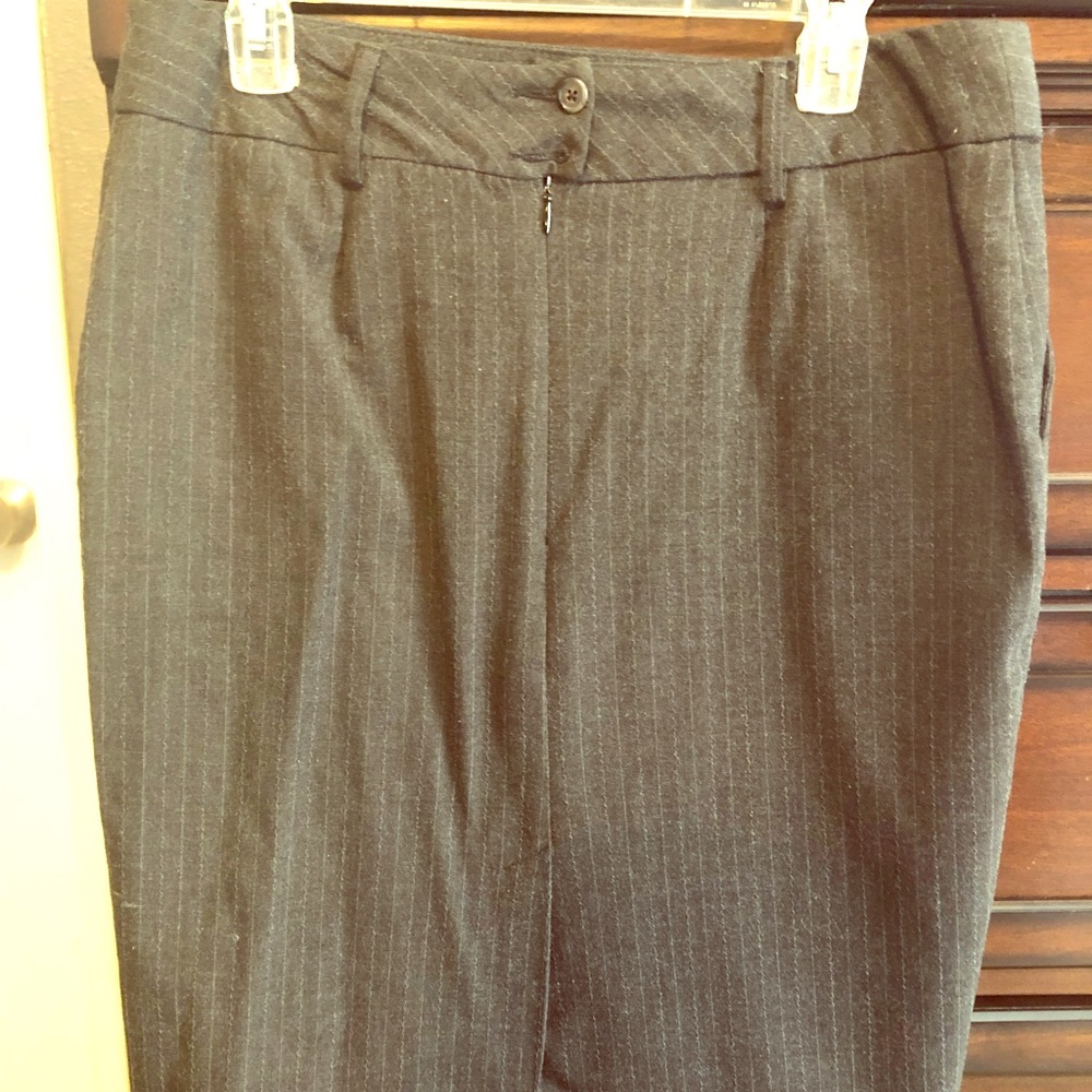 Dark gray pinstripe dress skirt with pockets
